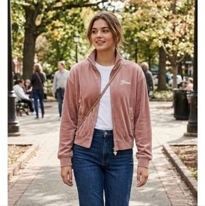 New ⚠️ Guess Pink Corduroy Jacket with Embroidered Logo